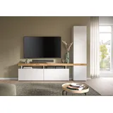 INOSIGN Wohnwand »MAMBO, TOPSELLER!, Breite 235 cm, grifflose Fronten, Push to open«, (2 St., bestehend aus: Lowboard und Hochschrank), 2-farbig, grifflose Fronten, Mediawand, TV-Wand, TV-Möbel, weiß