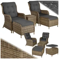 tectake Sitzgruppe Rattan Sitzgruppe, (Set., 5-tlg), Robustes Gestell aus leichtem Aluminium beige