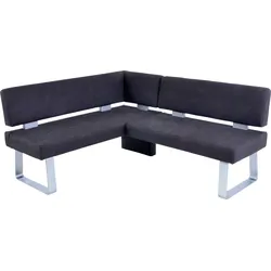 Eckbank K+W KOMFORT & WOHNEN "Santos II", schwarz, B:157cm H:87cm T:180cm, 100% Polyester, Sitzbänke, gepolstert, Eckbank, wahlweise langer Schenkel 180cm rechts oder links