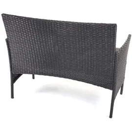 Mendler Poly-Rattan Garten-Garnitur HWC-D82, Sitzgruppe Lounge-Set ~ schwarz mit Kissen anthrazit