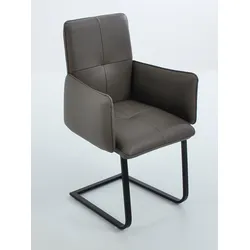 Freischwinger K+W KOMFORT & WOHNEN "6502", braun (canyon, schwarz), B:61cm H:90cm T:62cm, Stühle, Freischwinger mit Armlehnen, Flachstahlkufe in schwarz