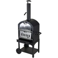 WellHome - Holzkohlegrill-Pizzaofen mit Stein 67x47,5xH156cm