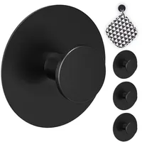 Relaxdays Haken selbstklebend, 4er Set, Edelstahl, Ø 5,5 cm,