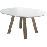 58 aufm Kessel Esstisch Rund ausziehbar Edda 1 110x110x78 Küchentisch Asteiche/Weiß | Gr.: onesize