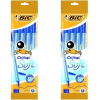 BIC Kugelschreiber Cristal Soft (0.35 mm) Beutel à 4 Stück, blau (Packung mit 2)