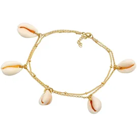 Elli Fußkette Fußkettchen Echte Kauri Muscheln Sommer 925 Silber«, goldfarben