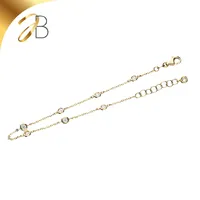 JB Damen Goldarmband Anker Diamantiert 585 - 14 Kt 16 cm