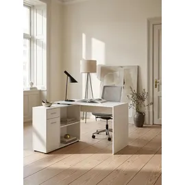 KADIMA DESIGN Eckschreibtisch mit Regal Modern DESIGN Weiß 120x107x75 cm,