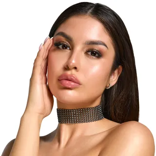 Cottelli Accessoires Halsband mit Strasssteinen Schwarz - Silber