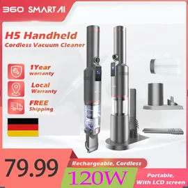 SMARTAI Handstaubsauger, 17000Pa Mini LED Kabelloser Akku Handsauger, 30 Minuten Dauer Leicht Akkusauger für Auto