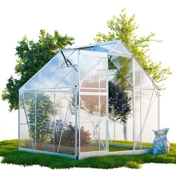 GARMIO® Gewächshaus CUNEO 190x190cm für den Garten, Alu Frühbeet inklusive Fundament, 2 Dachfenster Treibhaus Aufzucht