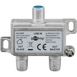 GOOBAY SAT Vorrang-Schalter, 1 Stk. im Karton, Silber - verteilt/schaltet 1 LNB auf 2 SAT-Receiver