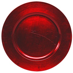 Platzset, 6 x Platzteller im Vintage-Look mit unverwechselbarer Antik-Finish, Annastore, Ø 33 cm, Dekoteller, Weihnachtsteller rot