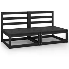 vidaXL Gartensofa 2-Sitzer Schwarz Massivholz Kiefer