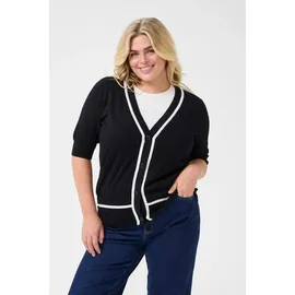 KAFFE CURVE KCmallie Strickjacke Beige/Schwarz L
