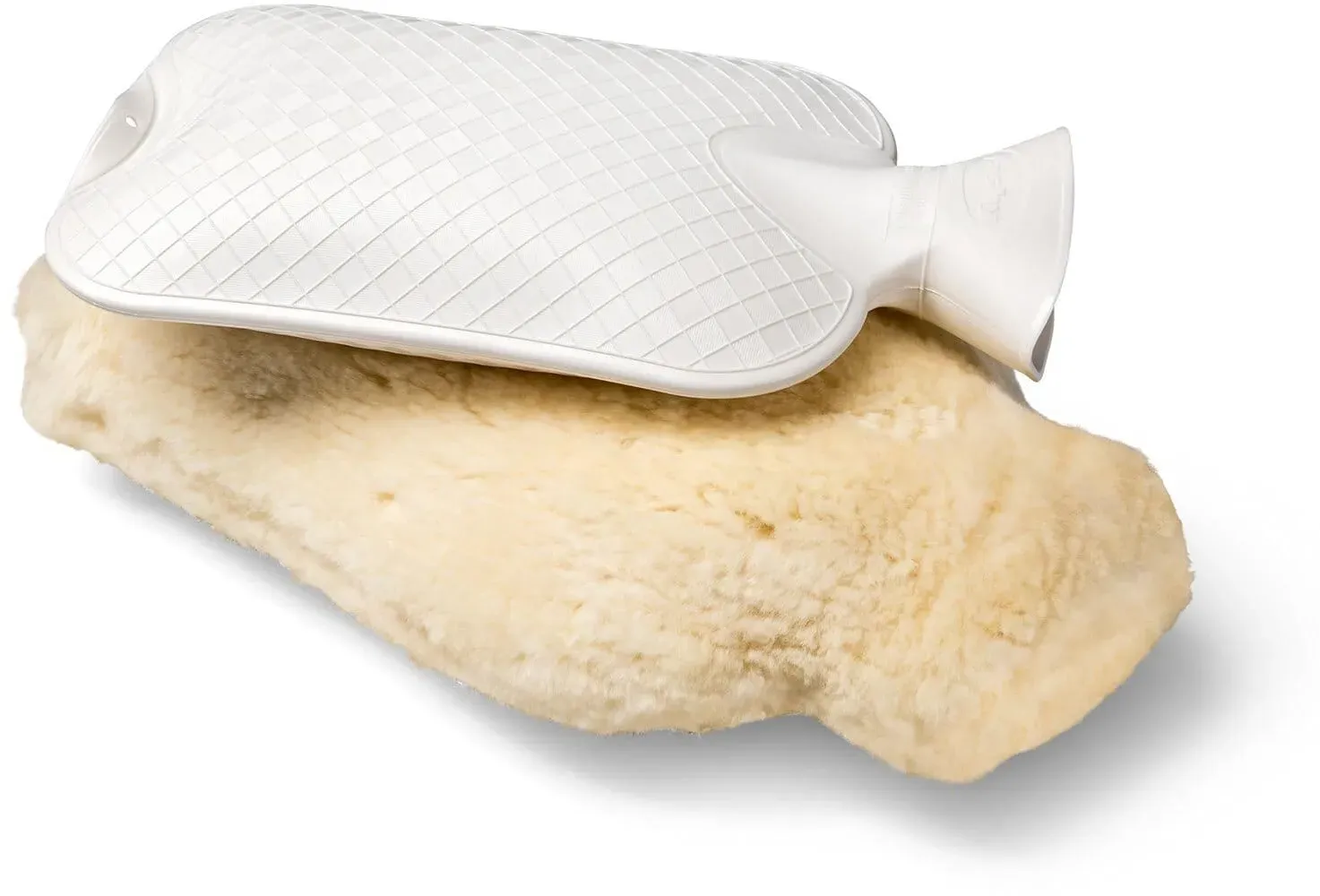Fellhof Wärmflasche Teddy mit Lammfellbezug creme 35x22 cm - beige