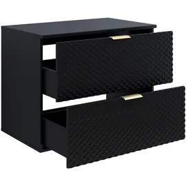 Badplaats Waschbeckenunterschrank Borneo 2 Schubladen 80 x 63 cm Matt Schwarz