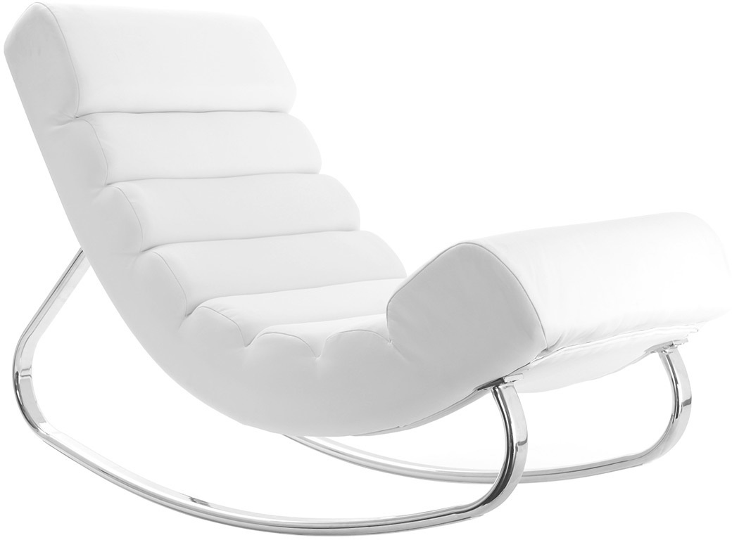 Rocking chair design blanc et acier chromé TAYLOR