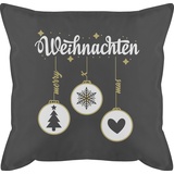 Kissen 50x50 - Weihnachtskissen Christmas Geschenke - Weihnachten mit Christbaumkugeln - 50 x 50 cm - Grau - weihnachtliche füllung swiateczne weihnachtlicher weinacht weihnachtsmotive weihnachs