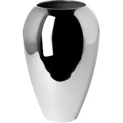 Dekovase FINK "MALANA", silber (silberfarben), H:26cm Ø:17cm, Eisen, Vasen, glatt, Handarbeit, Unikatcharakter, vernickelt, wasserdicht