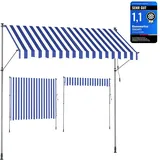 Songmics Klemmmarkise 300 x 120 cm blau/weiß