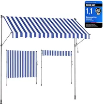 Songmics Klemmmarkise 300 x 120 cm blau/weiß