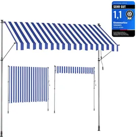 Songmics Klemmmarkise 300 x 120 cm blau/weiß