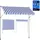 Songmics Klemmmarkise 300 x 120 cm blau/weiß