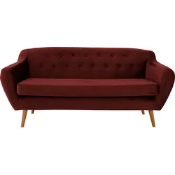 3-Sitzer ANDAS "Renne", rot (bordeaux), B:178cm H:78cm T:73cm, Webstoff, Sofas, mit Heftung im Rücken im skandinavischem Stil