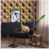 Profhome 398491-GU Fototapete Retro Matt Violett Gelb Weiß 1,59 m x 2,8 m 0,53 m x 8,80 m 4,45 m2 Violett