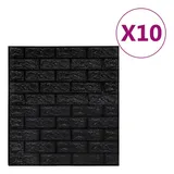 vidaXL 3D Tapete Ziegelstein Selbstklebend 10 Stk. Schwarz
