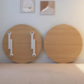 Kleiner Niedriger Tisch 23,6" Runder, zusammenklappbarer Couchtisch, niedriger Sitztisch auf dem Boden, japanischer Tatami-Tisch für kleine Räume, moderner Esstisch aus der Mitte des Jahrhunderts