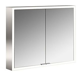 Emco prime Aufputz-Lichtspiegelschrank 949706262 800x700mm, 2-türig, aluminium/spiegel