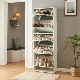 [en.casa] Lund 60 x 169 x 24 cm 5 verspiegelte Klappen / weiß