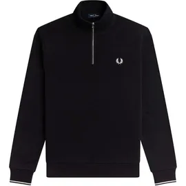 Fred Perry Half Zip SWEATSHIRT in schwarz unifarben, schwarz, NOS