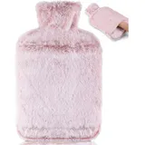 luxuskollektion Wärmflasche Auslaufsicher 2L Naturkautschuk Bezug Rosa