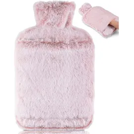 luxuskollektion Wärmflasche Auslaufsicher 2L Naturkautschuk Bezug Rosa