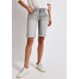 STREET ONE Bermudas "Style Jane", Damen, Gr. 32, N-Gr, light grau random washed, Denim/Jeans, Obermaterial: 63% Baumwolle, 25% Polyester, 10% Viskose, 2% Elasthan, unifarben, slim fit kniefrei, Hosen Bermudas, Sommerhose Jeans mit Slim Legs und Stretch