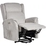 Beliani Fernsehsessel ELEGY Polyester 72 x 86 x 80 cm Hellgrau elektrisch mit Fußstütze