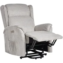 Beliani Fernsehsessel ELEGY Polyester 72 x 86 x 80 cm Hellgrau elektrisch mit Fußstütze