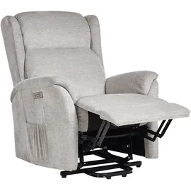 Beliani Fernsehsessel ELEGY Polyester 72 x 86 x 80 cm Hellgrau elektrisch mit Fußstütze