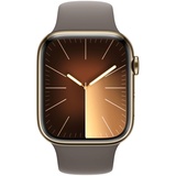 Apple Watch Series 9 GPS + Cellular 45 mm Edelstahlgehäuse gold, Sportarmband tonbraun M/L