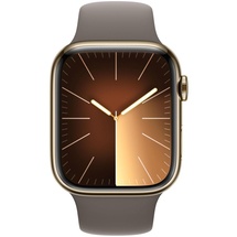 Apple Watch Series 9 GPS + Cellular 45 mm Edelstahlgehäuse gold, Sportarmband tonbraun M/L