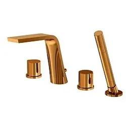 Steinberg Serie 260 Wannen-4-Loch-Armatur 2602400RG Ausladung 200mm, mit Umsteller und ausziehbarer Handbrause, Rose Gold