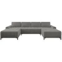 Mirjan24 Wohnlandschaft, Grau, Textil, 7-Sitzer, U-Form,Rechteckig, 337x92x168 cm, Wohnzimmer, Sofas & Couches, Wohnlandschaften, Wohnlandschaften in U-Form