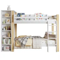 XDOVET Etagenbett, Kinderbett mit Fallschutz und Gitter, mit 4-stufiger