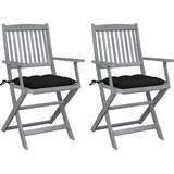 vidaXL Klappbare Gartenstühle 2 Stk. mit Kissen Massivholz Akazie