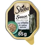 Sheba Sauce Collection in Sauce, Katzenfutter mit Kalb in zarter Sauce, 85 g – 22 Schalen