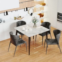 WISFOR Esstisch Marmor Optik, Küchentisch Esszimmertisch für 4 Personen, Rechteckig Tisch mit rutschfesten Beinen aus Metall, Modern Design, Bent...