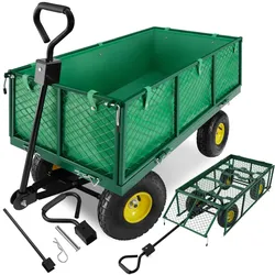 tectake® Bollerwagen, mit klappbaren Seitenwänden, leichtgängige Lenkachse mit gepolstertem Griff, Belastbarkeit 550 kg